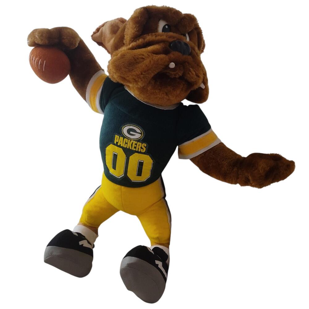 Vintage Green Bay Packers Bulldog Plush Figure One Size NFL Football Nanco 90s